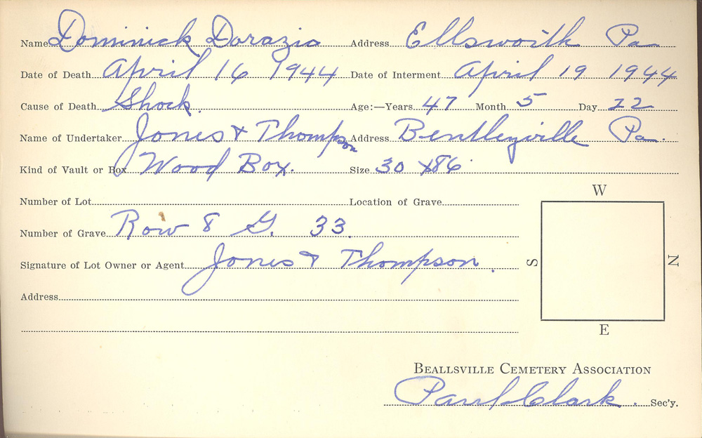 burial card